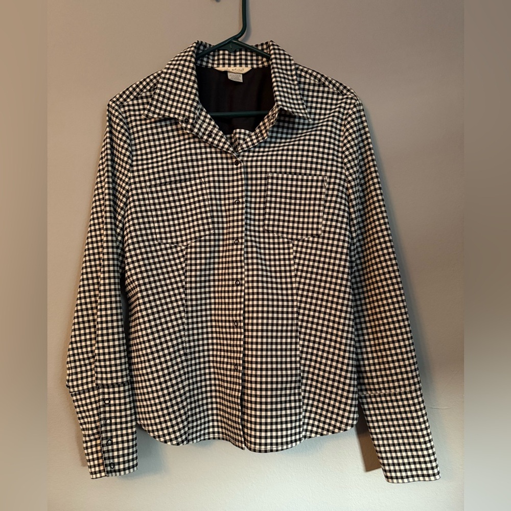 Julie Mitchell Denim Collection Black Checked Shirt/ Jacket. Size L